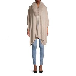 Sofia Cashmere Fox Fur Shawl Collar Topper